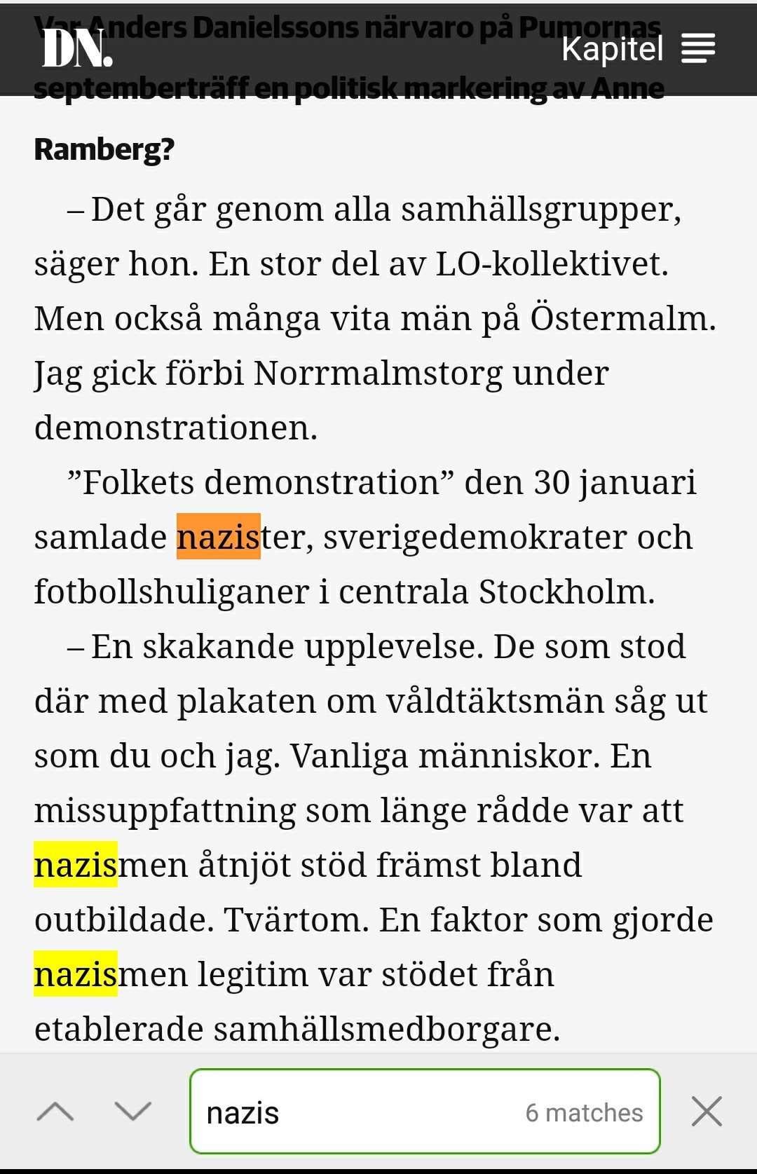 Ordet nazism i vreden om östermalm