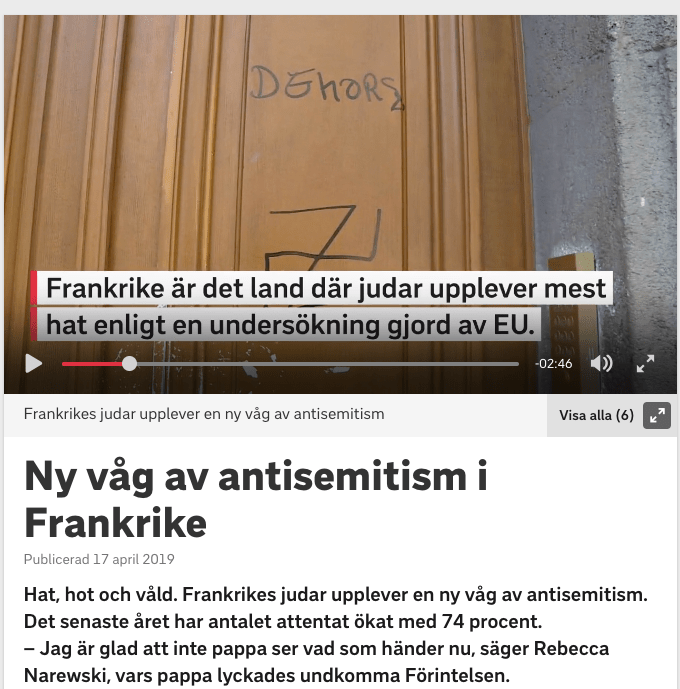 SVT om antisemitismen i Frankrike